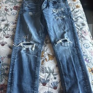 American Eagle Outfitters Men's Skinny Distressed Blue Jeans